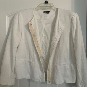 Vince white knit snap front Textured Blazer Size L